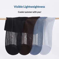 7552 Chaussettes longues vintage pour hommes, fines, en maille, mi-mollet, à bord lâche, respirantes, pour l'été