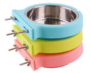 Crate Dog Bowl, Removable Stainless Steel Coop Cup Hanging Pet Cage Bowl Large Water Food Feeder for Dogs Cats Rabbits