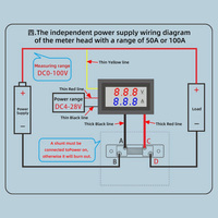 Voltmeter Digital Mini 0.28 ", Voltmeter DC 100V 50A Panel Amp Volt Pengukur Arus Hitam