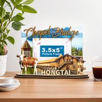 X Factory Maßgefertigter 3D Holz-Souvenirrahmen Luzerner Kapellbrücke Schweizer Kuh Desktop 3,5x5" Bilderrahmen Großhandel Touristengeschenk