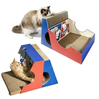 Maisonnette pour chat en carton ondulé sur le thème d'Halloween avec jouet à bille roulante