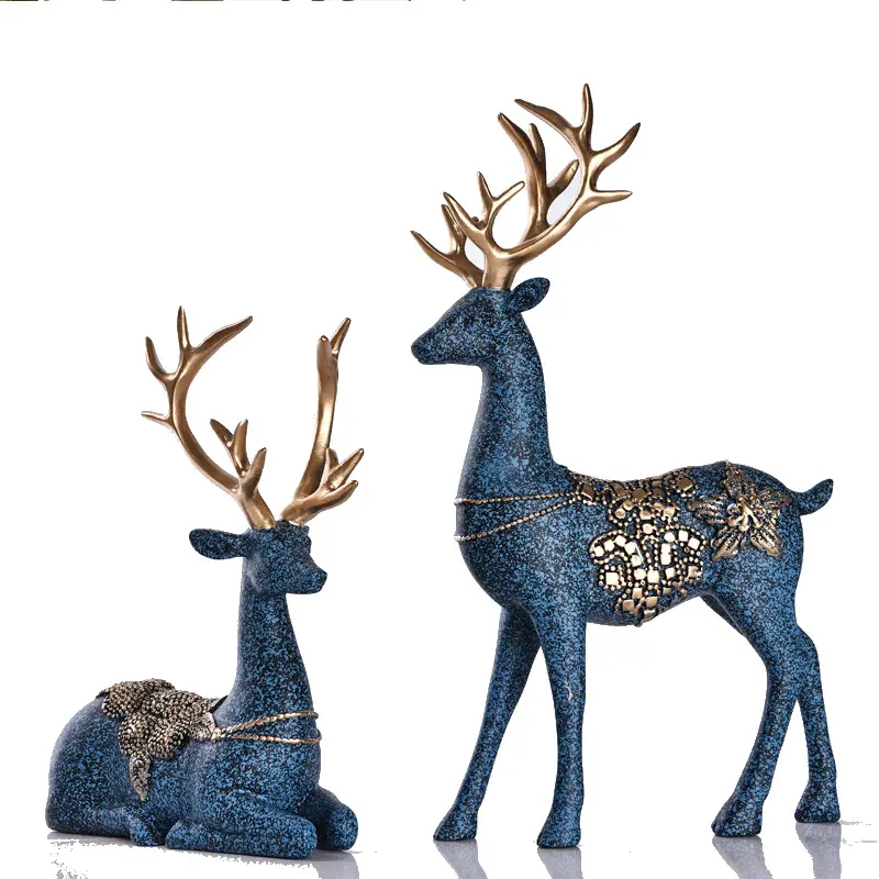 Hecho a mano personalizado diseño personalizado decorativo de 10 pulgadas de vintafe decoración artesanía resina pequeño ciervos