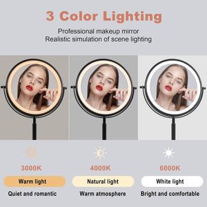 9" Large Rechargeable Double-Sided Cosmetics <b>Mirror</b> 10X/1X Adjustment 3 <b>Light</b> Modes Custom Size Custom Made Make-up <b>Mirror</b> - Product Image 3