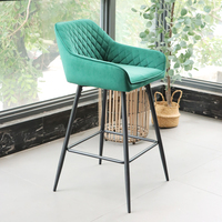 Tabourets de bar modernes de luxe en velours vert turquoise, chaise de bar rembourrée, tabouret de comptoir pour club commercial