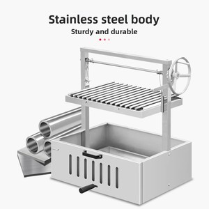 Barbecue portable en acier inoxydable de style argentin Santa Maria, hauteur réglable, volant, démontable, pour extérieur, au charbon de bois, parrilla, camping - Product Image 4