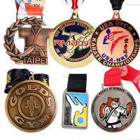 Médailles en métal plaqué sur mesure, karaté, taekwondo, gymnastique, récompenses sportives, ruban personnalisé, logo personnalisé, alliage de zinc, médailles sur mesure