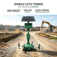 Torre de CCTV Móvil con Energía Solar Fuera de la Red, Mástil de Elevación Manual de 4 m, Torre de Monitoreo Remoto para Obras de Construcción