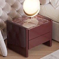 Table de chevet moderne en bois massif italien minimaliste, faite à la main, avec plateau en marbre personnalisé, meubles de chambre à coucher design