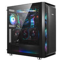 Boîtier d'ordinateur ATX personnalisé-Plastique ABS avec maille et bande ARGB, verre trempé gauche, pour les amateurs de DIYPC, certifié CE