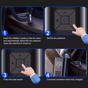 Pompe à air électrique portable, mini compresseur d'air numérique intelligent sans fil, détection de pression des pneus pour voiture et vélo - Product Image 2