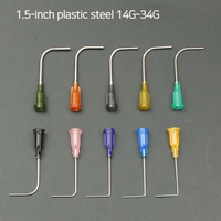 JAPI Aiguille à injection pré-courbée à 90 degrés, 1,5 pouce, 14-27G, avec embout Luer Lock, en acier, à pointe émoussée, pour colle et distribution, pour injection et découpe