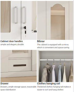 Armario de Acero con Impresión Personalizada, Armario Metálico Deslizante con Cajones, Mueble de Dormitorio con Espejo - Product Image 3