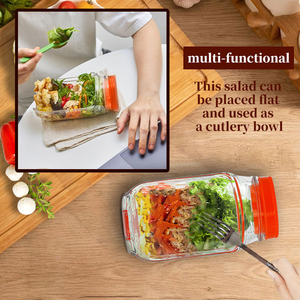 Salad Pod Jar Side Open with Leakproof Dressing Compartment Portable <strong>Container</strong> TravelOutdoor Salad <strong>Container</strong> for Lunch - Product Image 3