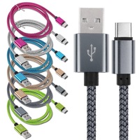 Câble de charge rapide USB-A vers Micro USB/Type-C BJC en nylon tressé 2A, conducteur en cuivre pur, alliage d'aluminium pour