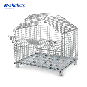 Jaulas de Almacenamiento Plegables de Acero con Ruedas, Contenedor de Malla Industrial Móvil Plegable, Resistente a la Corrosión - Product Image 1