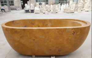 อ่างอาบน้ำรูปวงรีสั่งทำพิเศษสุดหรูหราทันสมัย หินอ่อนลายดอกไม้สีทองสุดพิเศษ อ่างอาบน้ำแบบลอยตัวสำหรับแช่ตัว เหมาะสำหรับห้องน้ำ วิลล่า โรงแรม บ้านพักอาศัย - Product Image 2