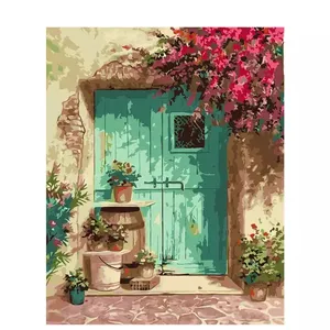 Flor de novo design com pintura da paisagem do quarto, por números, moderna, pintura a óleo para adultos