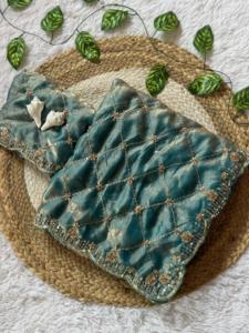 Sari Dhwaja de Lujo, Glamuroso y de Moda, con Cuentas Originales, Tela de Seda, 5.50 Metros de Largo, Estilo Tradicional - Product Image 5