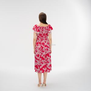 ชุดเดรสแฟชั่นผู้หญิงพิมพ์ลายดอกไม้ลูกไม้แบบกำหนดเองสำหรับ OEM เป็นมิตรกับสิ่งแวดล้อม ซักได้ แขนสั้น สไตล์ลำลองสำหรับผู้หญิง - Product Image 5
