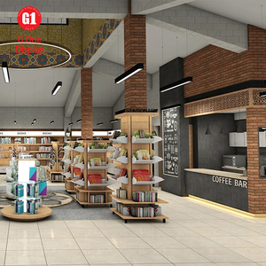 Bibliothèque sur mesure au design moderne avec éclairage LED, étagère d'exposition intérieure pour librairie ou bibliothèque - Product Image 2