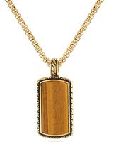 Collier pour homme en acier inoxydable plaqué or 18 carats avec pendentif en opale turquoise, bijoux en pierre naturelle, collier tendance pour homme, bijoux de haute qualité