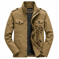 Veste de travail tactique vintage pour homme Blesstop, col montant, manteau utilitaire, patch brodé, multi-poches, veste décontractée d'extérieur