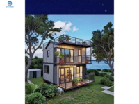 Maison préfabriquée en conteneurs à deux étages, villa modulaire en conteneurs avec grand balcon au deuxième étage