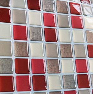 9,3*9,3 Zoll Mosaik Moderne Badezimmer Selbstklebende Wasserdichte Rote Wohnzimmer 3D Wandfliesen-Aufkleber - Product Image 3