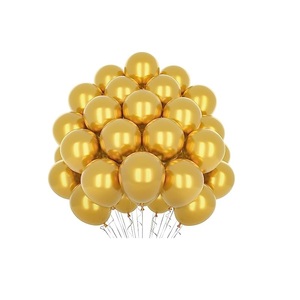 Ballons dorés métalliques 35 cm gonflables à l'air ou à l'hélium pour décorations d'anniversaire - Product Image 1