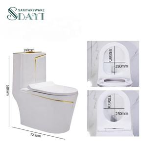 SDAYI奢华西方流行设计浴室陶瓷一体式马桶P陷阱wc金色电镀马桶套装 - Product Image 5