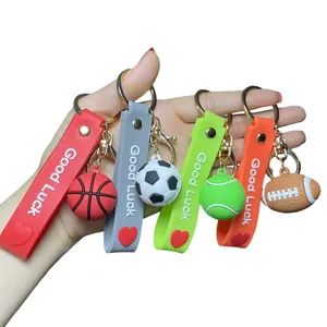 Creative Simulation Ball Keychains Resin Custom Football Basketball Rugby Tennis 3D PVC Key Holders Rugby Lovers Bag Accessories