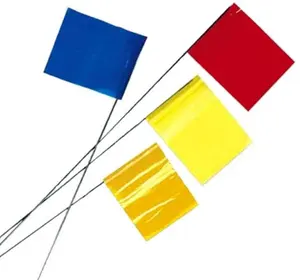 Durable full color small Fluorescent safty warning Marking steel wire flags use for tree/land Agriculture stake Flags