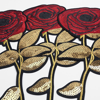 Grande broderie de sequins en forme de rose rouge, patch floral tendance pour vêtements, vestes, sacs, DIY, à repasser, pour réparation et décoration florale