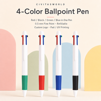 Stylo multicolores 4 en 1, 0,7 mm, rechargeable, pour le bureau, l'école, promotionnel