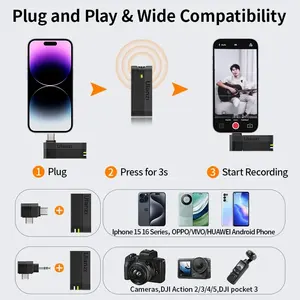 Microphone Lavalier Sans Fil Professionnel Ulanzi A100, Enregistrement Audio Vidéo Vocal 20M, Compatible <span class=keywords><strong>iPhone</strong></span> 16 15, Téléphones Android et Appareils Photo - Product Image 2