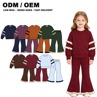 Précommande en gros : Ensembles pour bébés et jeunes enfants filles, comprenant des pulls en coton à manches longues à volants et des pantalons cloche