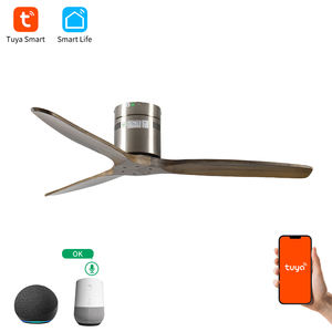 HC633 Acabado en níquel satinado con hojas de madera maciza Lámpara de techo sin luz - Product Image 5