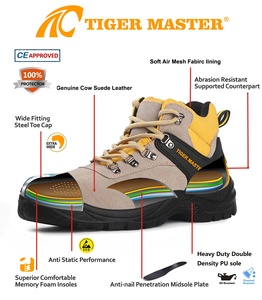 Chaussures de sécurité Tiger Master avec embout en acier, anti-perforation, dessus en cuir suédé, semelle en PU résistante à l'huile et antidérapante pour hommes OEM - Product Image 5