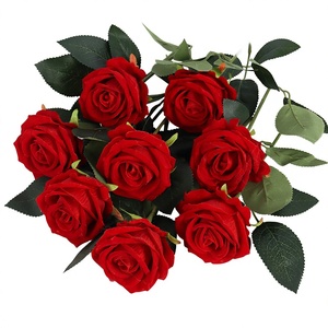 <span class=keywords><strong>Rose</strong></span> artificielle en flanelle, <span class=keywords><strong>rose</strong></span> perlée, décoration murale pour la maison, l'hôtel, les mariages, la Saint-Valentin, fleur en soie, fleur artificielle en velours - Product Image 1