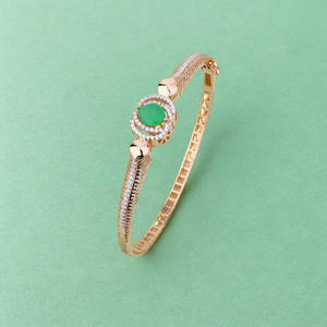 Elegant wedding anniversary gift Luxury gold diamond <b>bangle</b> <b>bracelet</b> with green emerald gemstone women fine jewelry - Product Image 3