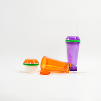 Gobelet réutilisable pour café glacé, double paroi, pour boissons froides estivales, en plastique, avec couvercle dôme et paille, sans BPA