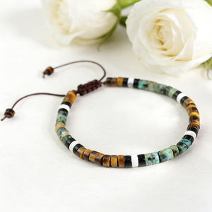 Pulsera de Piedras Naturales de Pino Africano Multicolor, con Cuentas de Cristal, Ajustable, Moderna, para Mujer, Regalo - Product Image 3