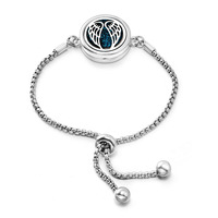 Ailes d'ange réglables en acier inoxydable Pendentif d'aromathérapie Design simple Bracelet à breloques de mode Diffuseur d'huiles essentielles pour femmes