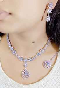 Collier Boucles d'Oreilles Ensemble de Deux Pièces pour Robe de Soirée de Mariage Accessoires Swat Proof Bijoux Indiens Accessoire Traditionnel en Gros - Product Image 5