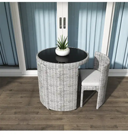 Ensemble Meubles de Jardin et Balcon de Haute Qualité 3 Pièces, Table Basse et Chaises d'Extérieur en Rotin pour 2 Personnes, Gain de Place