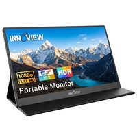 Moniteur externe portable IPS de 15,6 pouces, 60 Hz, FHD 1080P, panneau mat, angle de vision de 178 degrés, HDR, haut-parleur intégré, housse en cuir PU