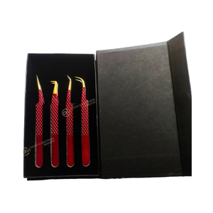 Haute qualité personnalisé couleur acier inoxydable Durable Extension de cils pince à épiler Salon beauté maquillage outil Volume Fiber pointe boîte - Product Image 1