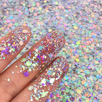 Poudre de paillettes en plastique écologique en gros, paillettes hexagonales mélangées, artisanat d'art des ongles, décoration de fête, Noël, Halloween