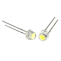 Diodes LED 5mm F5 20000mcd Super Lumineuses 6500K Blanc Froid en Forme de Chapeau de Paille, 0.75W, Broches Courtes, Lentille Transparente, 3V