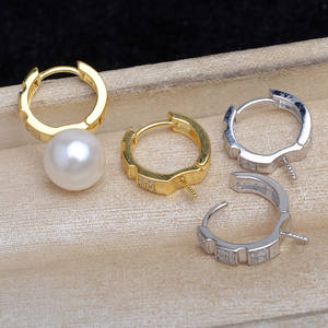 Crochet d'oreille en argent S925, plaque lisse et simple, grand crochet A6113 - Accessoire de bijouterie DIY pour boucles d'oreilles de 10 à 12 mm - Product Image 1